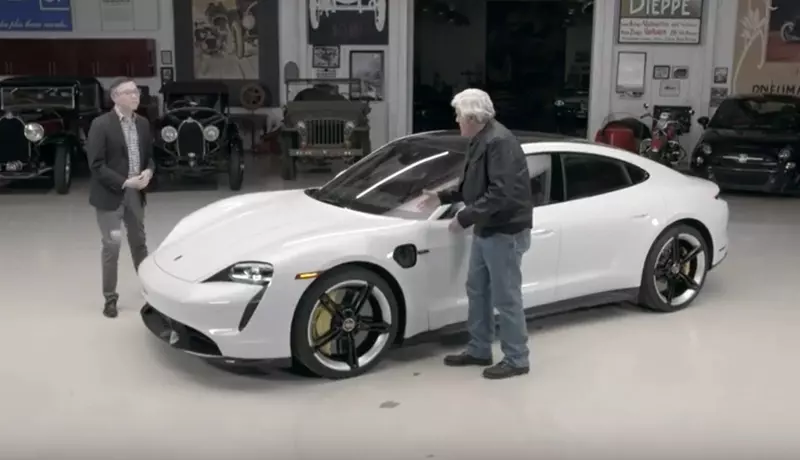 Jay Leno got behind the wheel of a Porsche Taycan for the first time.