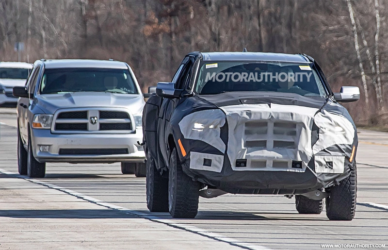 A spy shot of the 2021 Ram Level TRX.