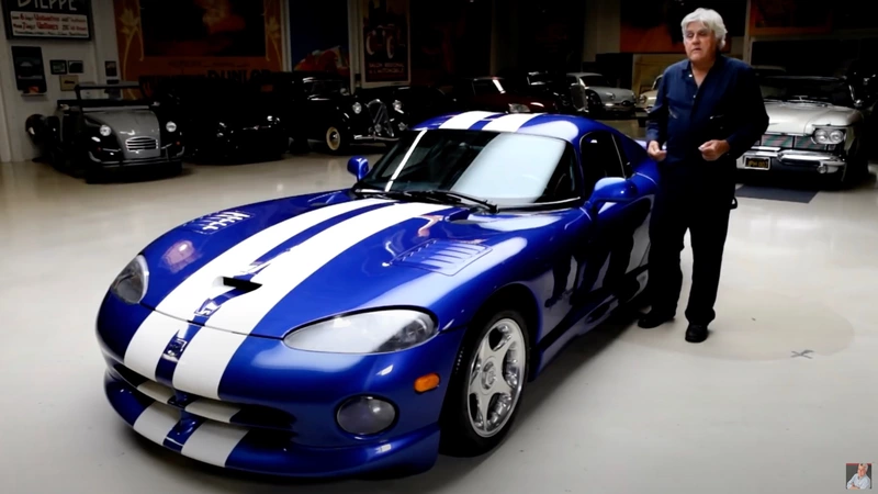 First-year 1996 Dodge Viper GTS Coupe drives out of Jay Leno's garage.