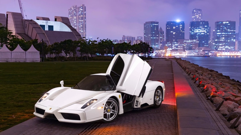 A one-of-a-kind white Ferrari Enzo will be auctioned off.