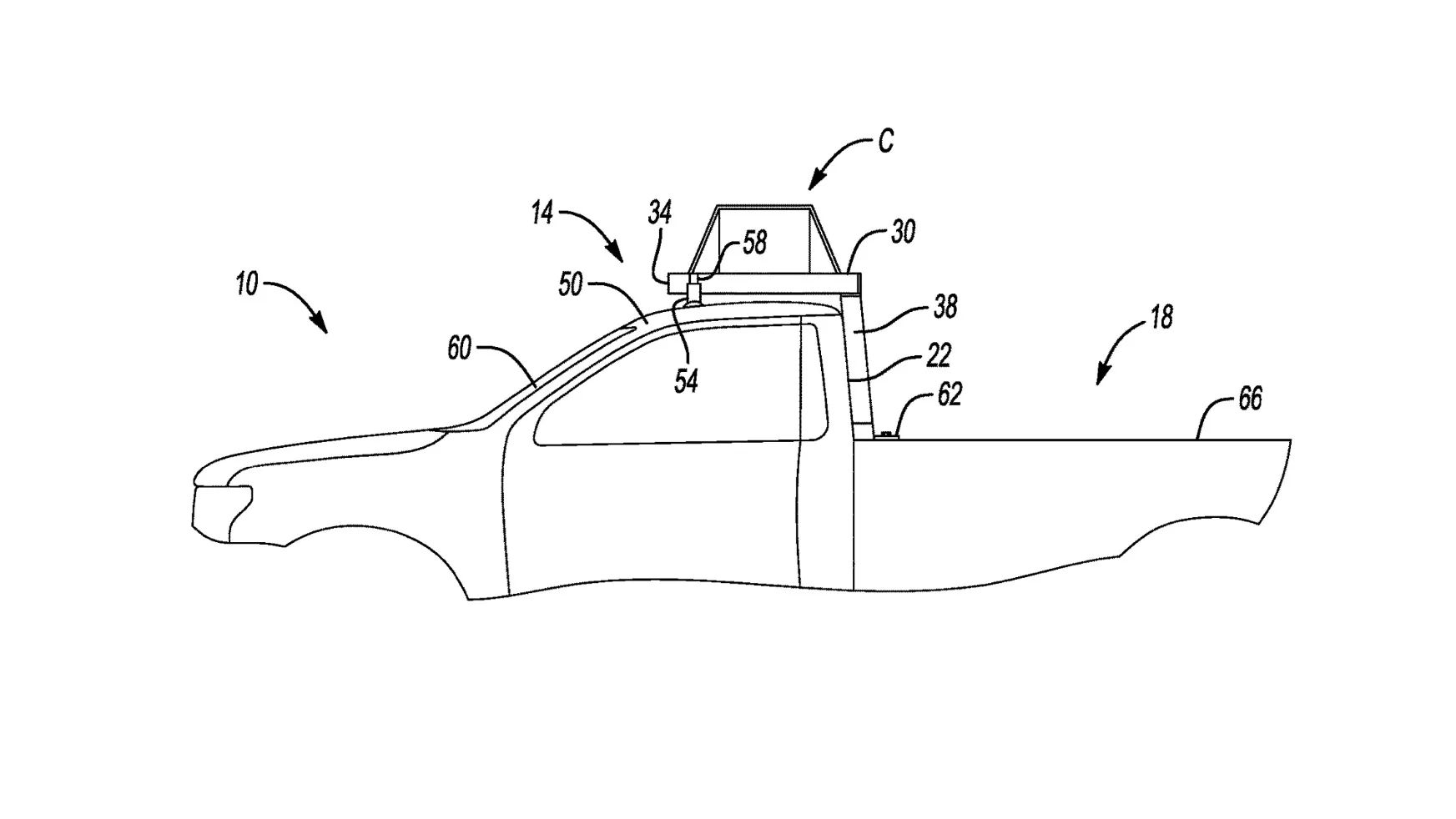 Ford patent showing deployable roof rails and racks